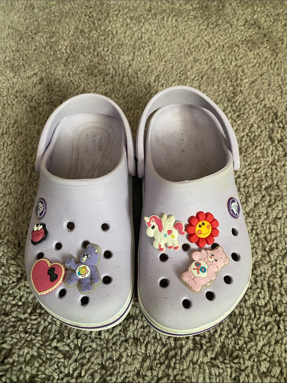 CROCS Kids Lavender Clogs with Colorful Jibbitz Charms size C12